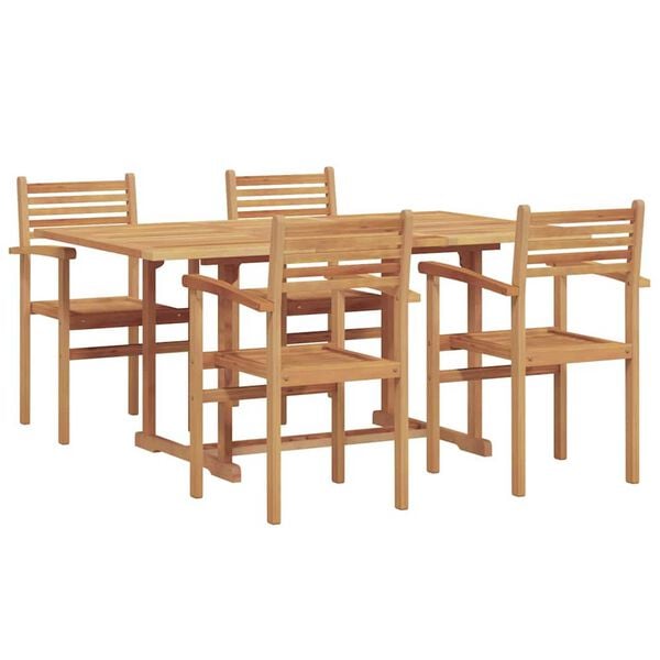 vidaXL Ensemble de salle &agrave; manger pour jardin 5 pcs Naturel