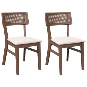 vidaXL Chaises à manger coussins 2 pcs marron bois massif caoutchouc