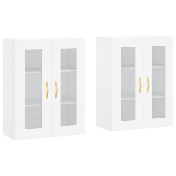 vidaXL Armoires murales 2 pcs blanc bois d'ing&eacute;nierie