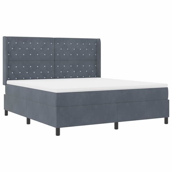 vidaXL Lit &agrave; ressorts avec matelas Gris fonc&eacute; 180 x 200 cm Velours