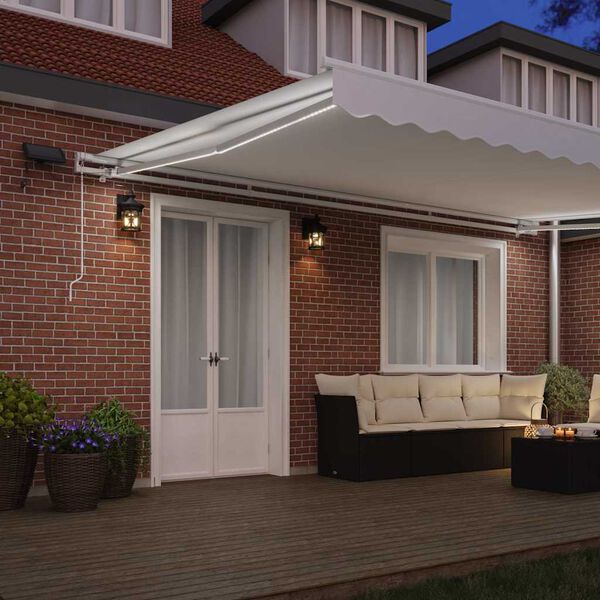 vidaXL Auvent Rétractable Blanc 500 × 350 cm Tissu et acier