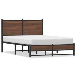vidaXL Cadre de lit en m&eacute;tal sans matelas ch&ecirc;ne marron 120x200 cm
