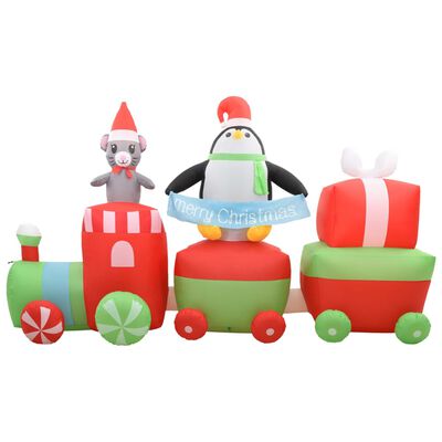 vidaXL Pingouin et souris gonflables en train de Noël LED IP44 350 cm
