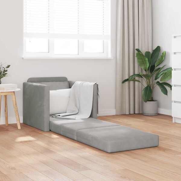 vidaXL Canap&eacute;-Lit 60cm Gris clair Velours