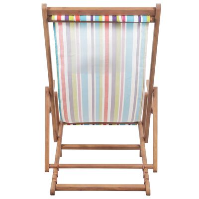 vidaXL Chaise pliable de plage Tissu et cadre en bois Multicolore