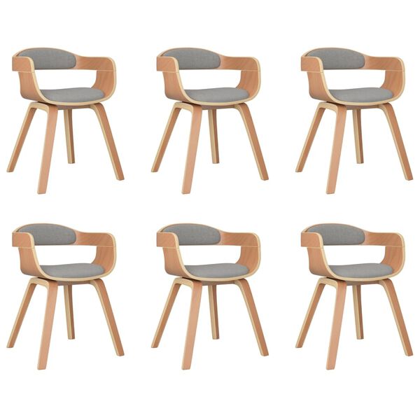 vidaXL Chaises &agrave; manger lot de 6 taupe bois courb&eacute; et tissu
