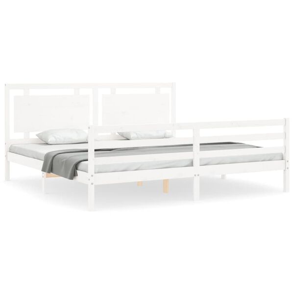 vidaXL Cadre de lit sans matelas blanc 200x200 cm bois massif