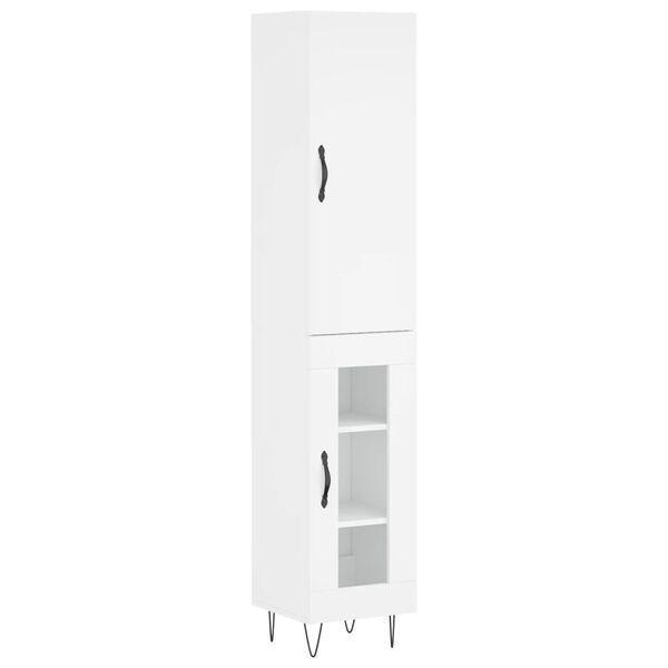vidaXL Buffet haut Blanc 34,5x34x180 cm Bois d'ing&eacute;nierie