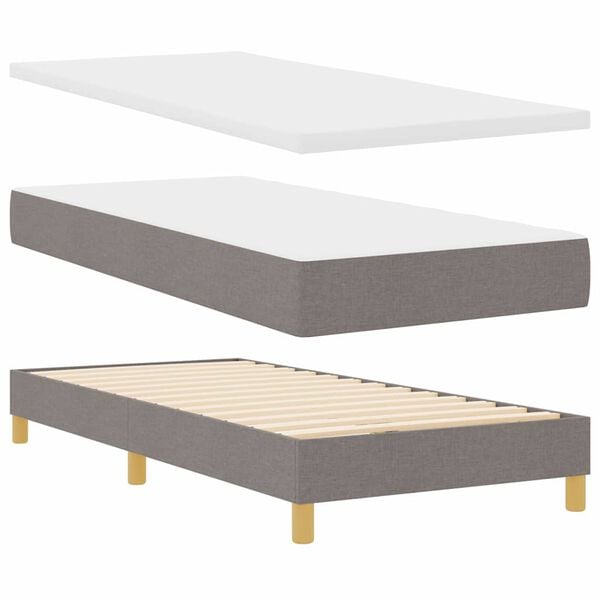 vidaXL Lit &agrave; Ressorts avec matelas Taupe 80 x 200 cm tissu