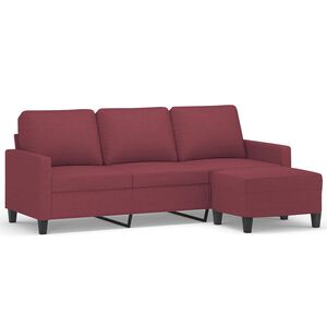 vidaXL Canap&eacute; &agrave; 3 places avec repose-pieds Rouge bordeaux 180 cm Tissu