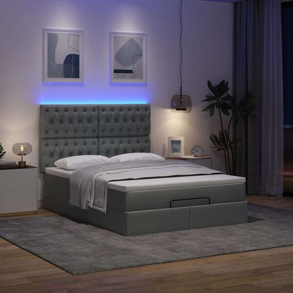 VidaXL Cadre de lit ottoman avec matelas gris fonc&eacute; 140x200 cm tissu