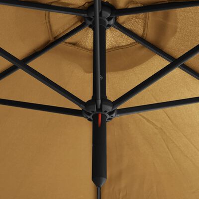 vidaXL Parasol double avec mât en acier Taupe 600 cm