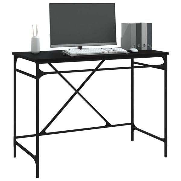 vidaXL Bureau noir 100x50x75 cm bois d'ing&eacute;nierie et fer