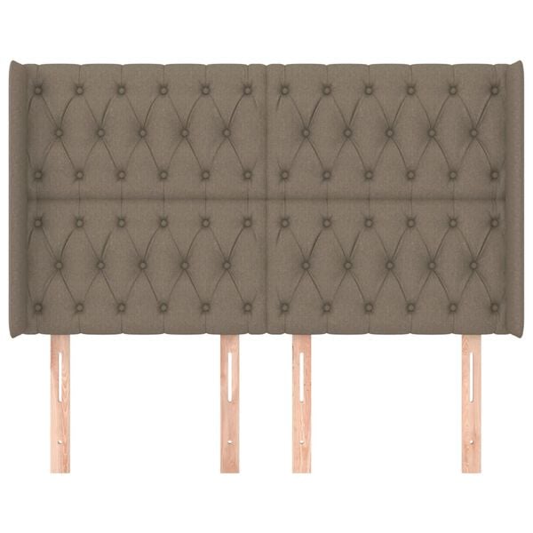 vidaXL T&ecirc;te de lit avec oreilles Taupe 163x16x118/128 cm Tissu
