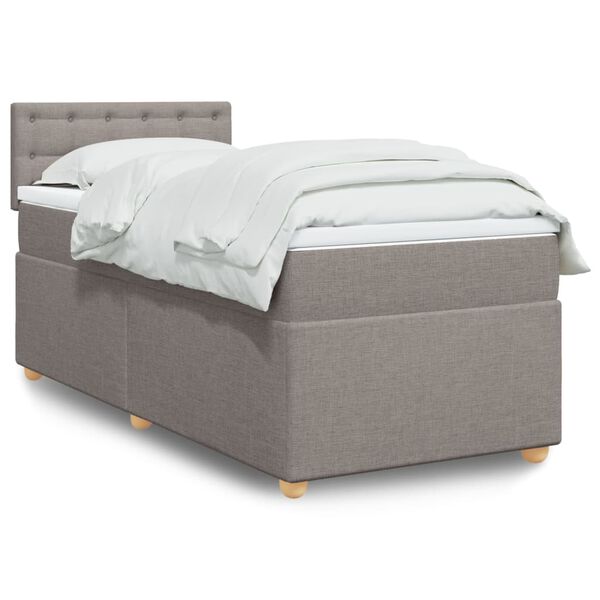 vidaXL Sommier &agrave; lattes de lit avec matelas Taupe 80x200 cm Tissu