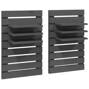 vidaXL &Eacute;tag&egrave;res de chevet murales 2 pcs Gris Bois de pin massif