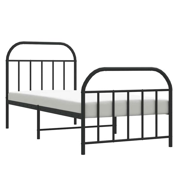 vidaXL Cadre de lit m&eacute;tal sans matelas avec pied de lit noir 80x200 cm