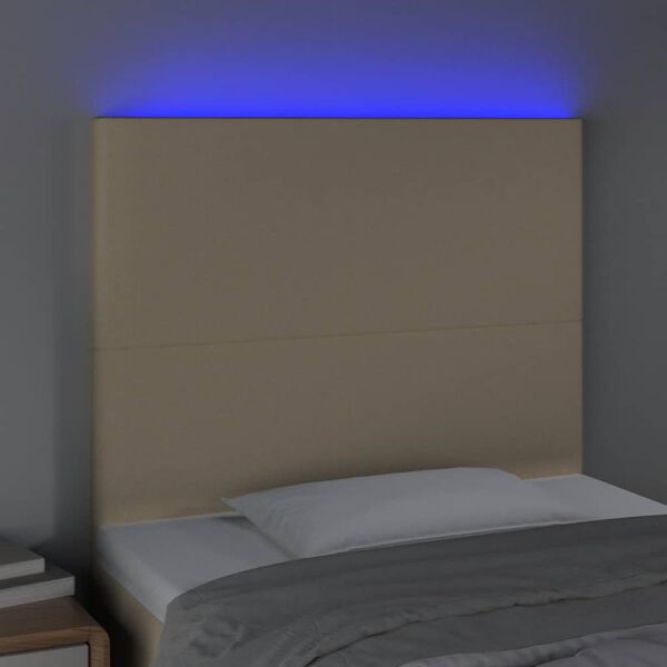 vidaXL T&ecirc;te de lit &agrave; LED Cr&egrave;me 90x5x118/128 cm Tissu