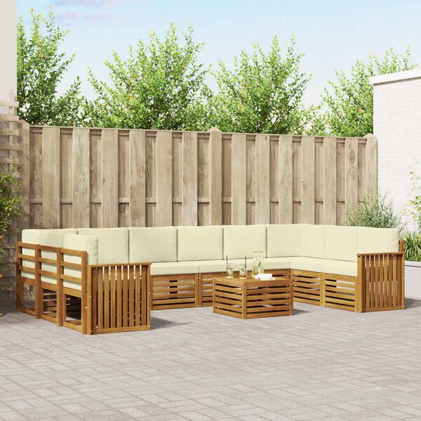 vidaXL Ensemble de canap&eacute; d'angle avec coussin 11 pcs Naturel et Cr&egrave;me