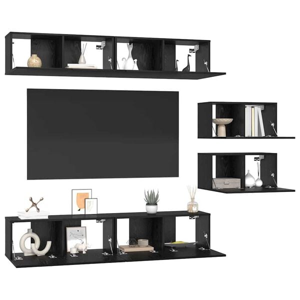 vidaXL Ensemble meuble TV 6 pcs Chêne noir Bois d'ingénierie