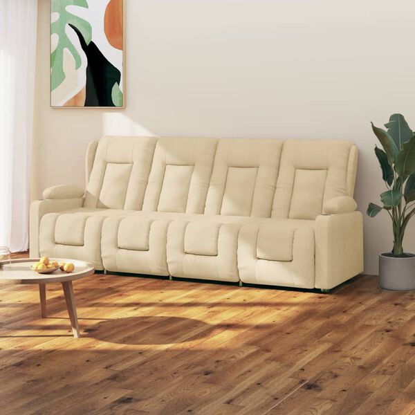 vidaXL Fauteuil de massage inclinable et porte-gobelets 4 places crème