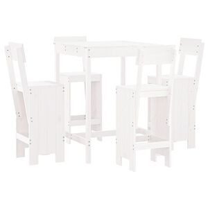 vidaXL Ensemble de bar de jardin 5 pcs blanc bois massif de pin
