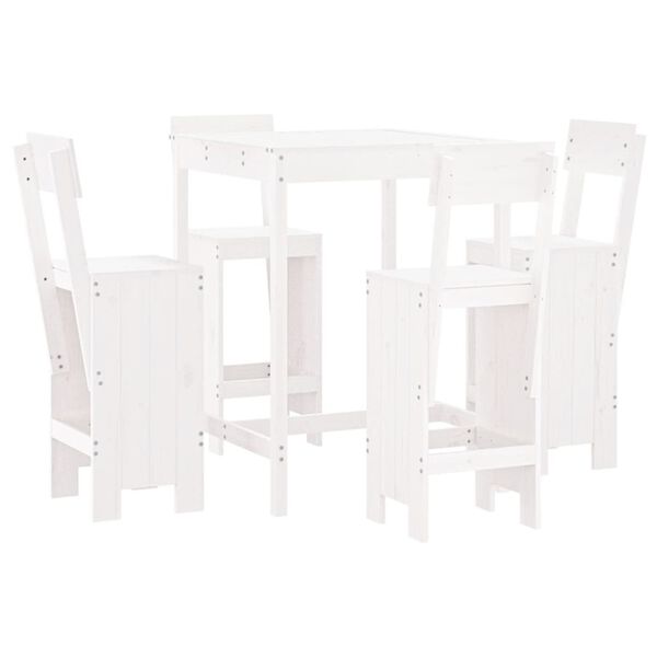 vidaXL Ensemble de bar de jardin 5 pcs blanc bois massif de pin