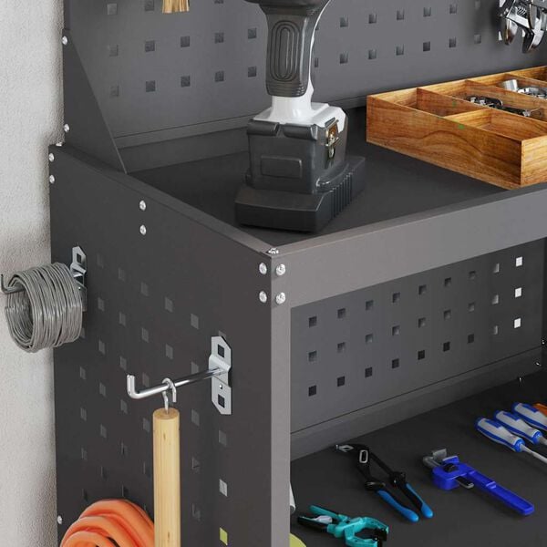 vidaXL Chariot à outils Noir 65 x 35 x 111 cm Acier laminé à froid