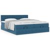 vidaXL Cadre de lit ottoman avec matelas bleu fonc&eacute; 200x200 cm velours