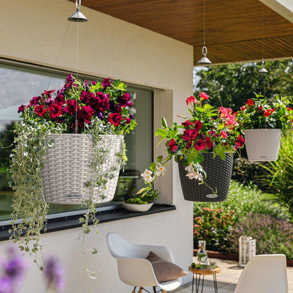 LECHUZA Jardini&egrave;re suspendue NIDO Cottage 35 ALL-IN-ONE Granite