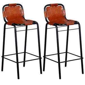 vidaXL Tabourets de bar lot de 2 cuir v&eacute;ritable