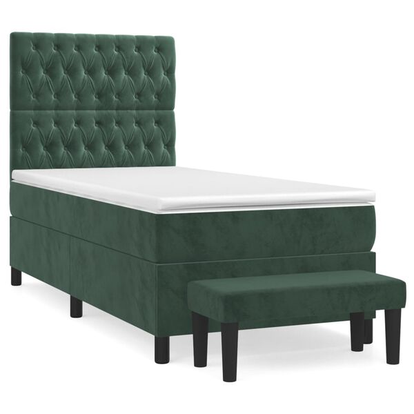 vidaXL Sommier &agrave; lattes de lit avec matelas Vert fonc&eacute; 90x190 cm