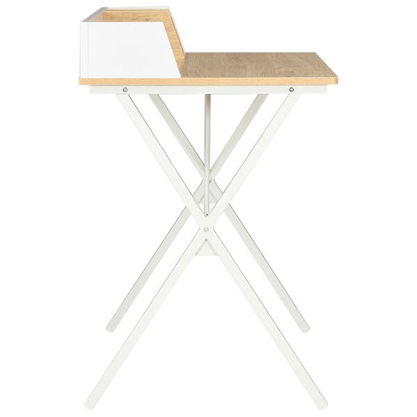 vidaXL Bureau Blanc et naturel 80x50x84 cm
