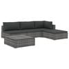 vidaXL Salon de jardin 5 pcs avec coussins r&eacute;sine tress&eacute;e gris