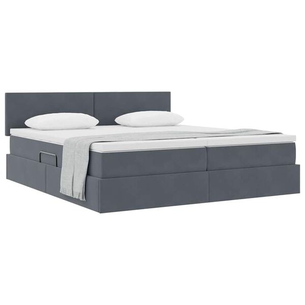 vidaXL Lit de Rangement avec matelas Gris fonc&eacute; 100 x 200 cm