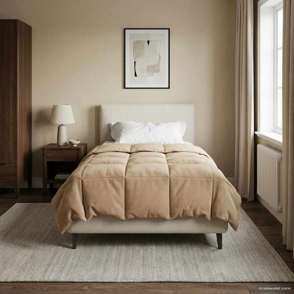 vidaXL Duvet d'hiver Matelass&eacute; Bleu fonc&eacute; 140 x 220 cm Microfibre