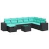 vidaXL Salon de jardin 9 pcs avec coussins noir r&eacute;sine tress&eacute;e