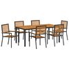 vidaXL Ensemble de salle &agrave; manger pour jardin 7 pcs Noir et Marron