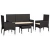 vidaXL Salon de jardin 4 pcs avec coussins Noir Résine tressée