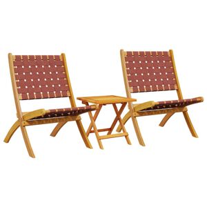 vidaXL Ensemble de 2 chaises pliantes avec table en bois massif rouge