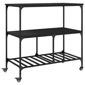 vidaXL Chariot de cuisine noir 100x50x95 cm bois d'ing&eacute;nierie