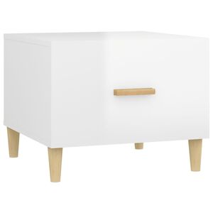 vidaXL Table basse Blanc brillant 50x50x40 cm Bois d'ing&eacute;nierie