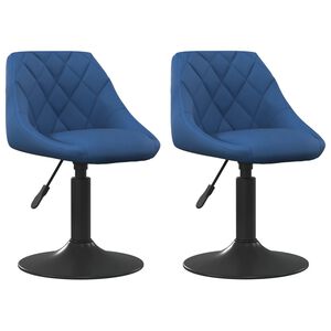 vidaXL Chaises pivotantes &agrave; manger lot de 2 bleu velours