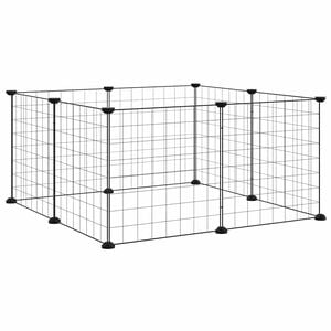 vidaXL Cage pour animaux de compagnie &agrave; 8 panneaux, noire, 70 x 70 x 35 cm, en acier