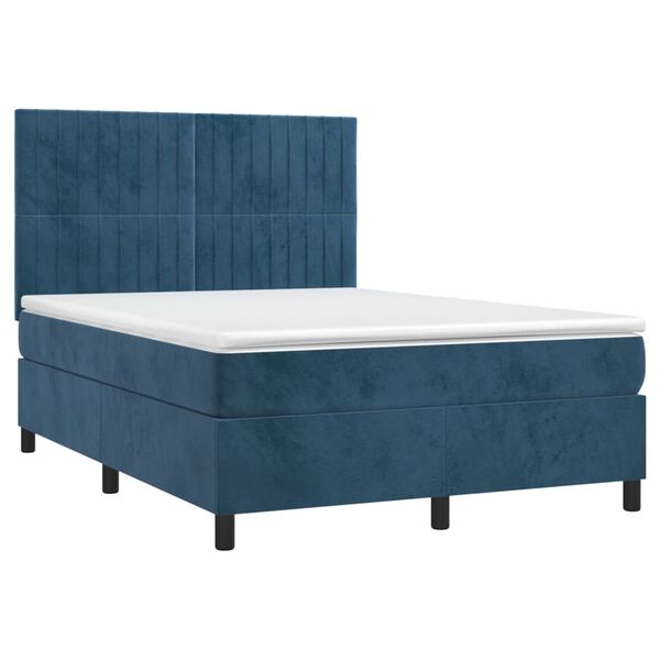 vidaXL Sommier &agrave; lattes de lit matelas et LED Bleu fonc&eacute; 140x200 cm
