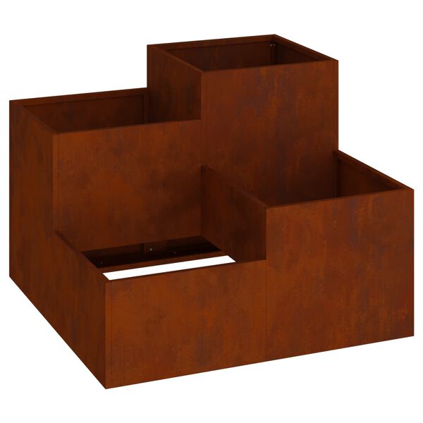 vidaXL Cache-pot de jardin Rouill&eacute; 80 x 80 x 60 cm Acier patin&eacute;