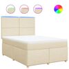 vidaXL Sommier &agrave; lattes de lit avec matelas Cr&egrave;me 140x200 cm Tissu
