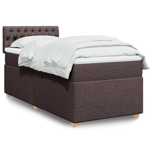 vidaXL Sommier &agrave; lattes de lit avec matelas Marron fonc&eacute; 90x190 cm