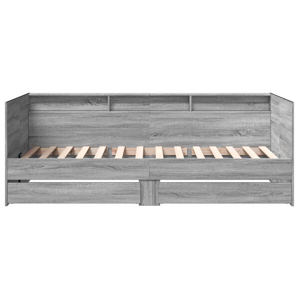 vidaXL Lit de jour avec tiroirs sans matelas sonoma gris 100x200 cm