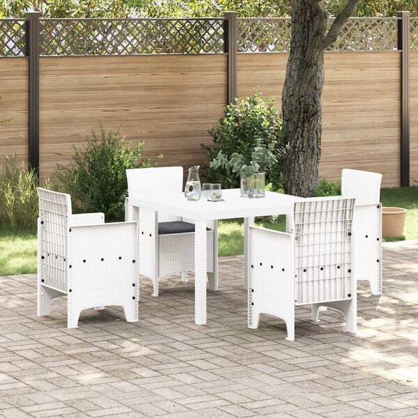 vidaXL Ensemble de salle &agrave; manger pour jardin 5 pcs Blanc Rattan Polt